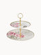 Karvounis Porcelain Dessert Tower Stand with 2 Tiers Floral Paris Roses Multicolour Ø27cmxY24cm