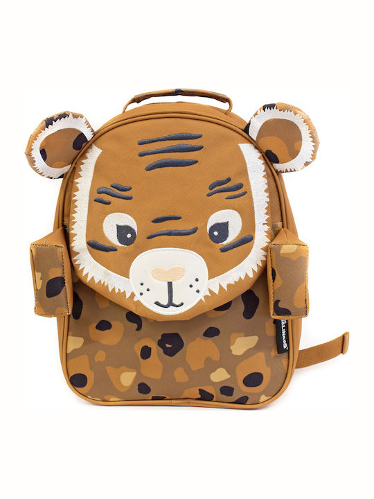 Les Deglingos Tiger School Bag Backpack Kindergarten in Brown color