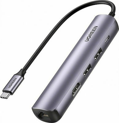 Ugreen USB-C Stație de andocare cu HDMI 4K PD Ethernet Albastru (10919)