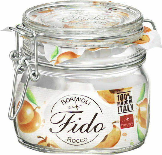 Bormioli Rocco Fido Glass Transparent Coffee Jar with Airtight Lid 500ml