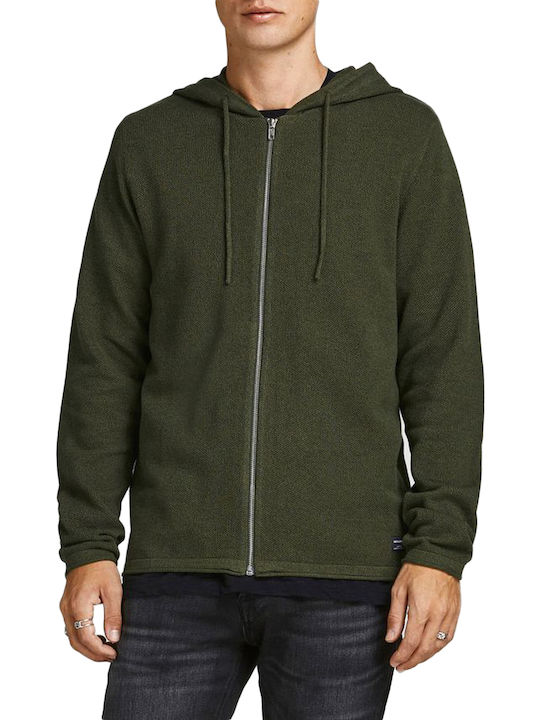 Herren Strickjacke mit Kapuze Olive Night