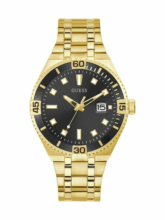 Guess Herrenuhr 45mm Batterie mit Gold Metallar...