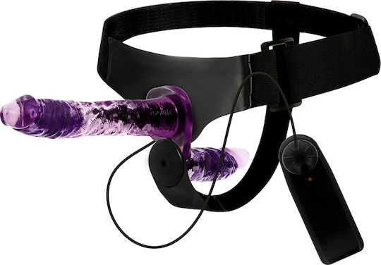Harness Attraction Rodney Double Vibrator Harness με Διπλό Dildo 18cm σε Μωβ Χρώμα