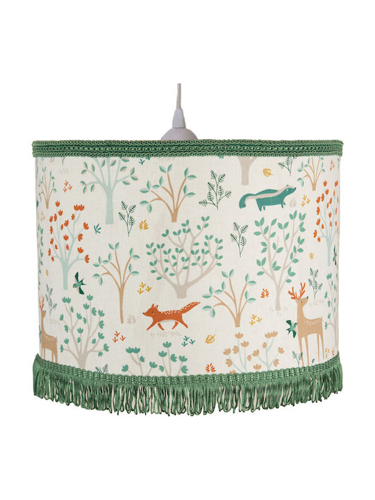 Oxygen Kids Fabric Single Ceiling Light E27 Autumn Forest Green