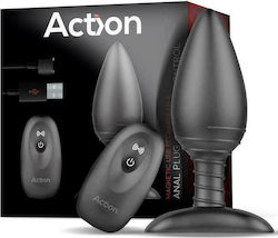 Action Asher Butt Plug with Remote Control Anal Vibrator with Wireless Functionality Black 7.9cm