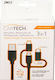 Cartech Braided USB to Lightning / Type-C / micro USB 1m Cable (29612)