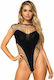 Leg Avenue Body Opaque Decupat Teddy Bodysuit Sexy Negru