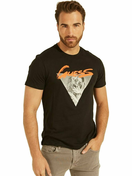 Guess Ανδρικό T-shirt Μαύρο με Στάμπα