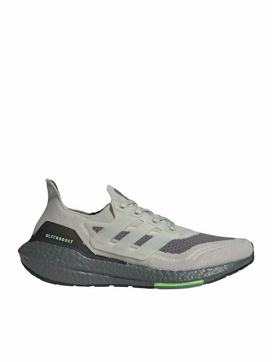 Adidas Ultraboost 21 Ανδρικά Αθλητικά Παπούτσια Running Metal Grey / Signal Green