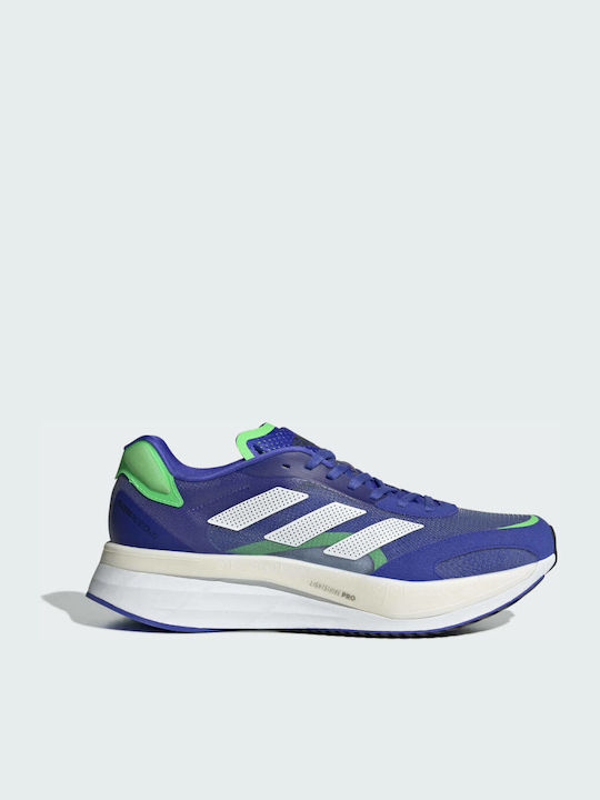 Adidas Adizero Boston 10 Ανδρικά Αθλητικά Παπούτσια Running Sonic Ink / Cloud White / Screaming Green