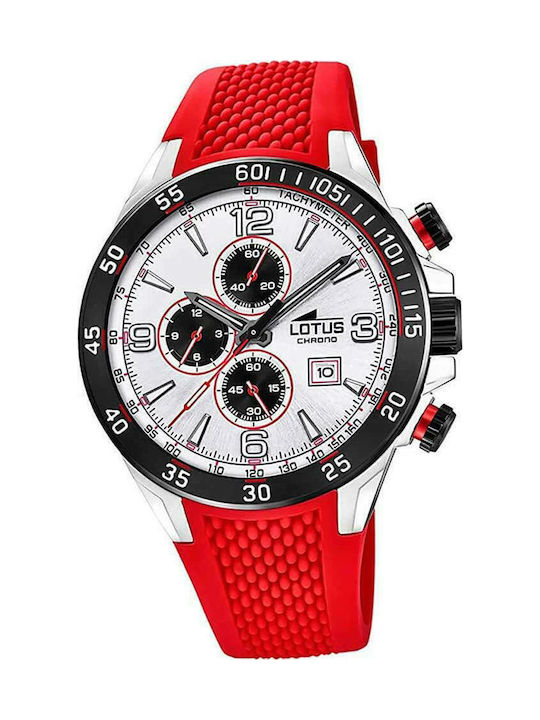 Lotus Watches Ρολόι Χρονογράφος Μπαταρίας με Καουτσούκ Λουράκι σε Κόκκινο χρώμα