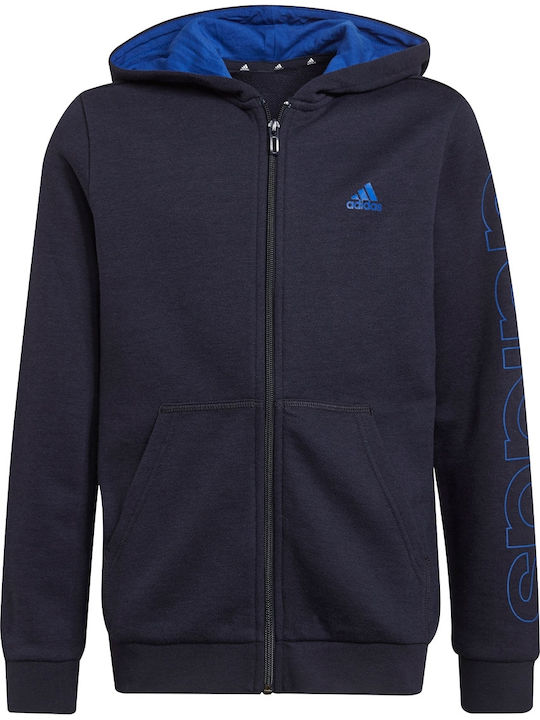 Adidas Αθλητική Παιδική Ζακέτα Φούτερ με Κουκούλα για Αγόρι Navy Μπλε Essentials