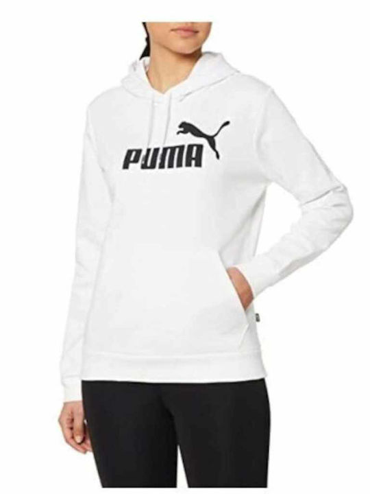 PUMA Ess Logo Damen Sweatshirt Kapuzen Weiß