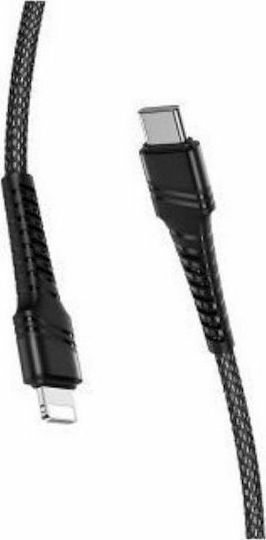 Treqa CA-8552 Geflochten USB-C zu Lightning Kabel Schwarz 1m