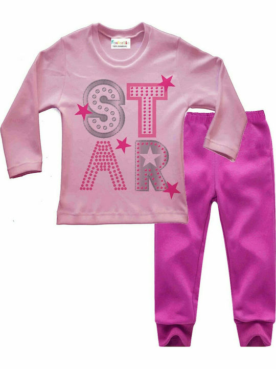 Compania Fantastica Set Top & Bottom Kids Winter Cotton Pyjamas Pink