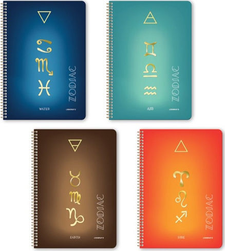 Logigraf Zodiac Ruled Spiral Notebook B5 60 Sheets 2 Subjects (Μiscellaneous Designs/Colors)