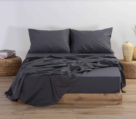 Nef-Nef Homeware Basic King Size 180x200+35εκ. με Λάστιχο Dark Grey