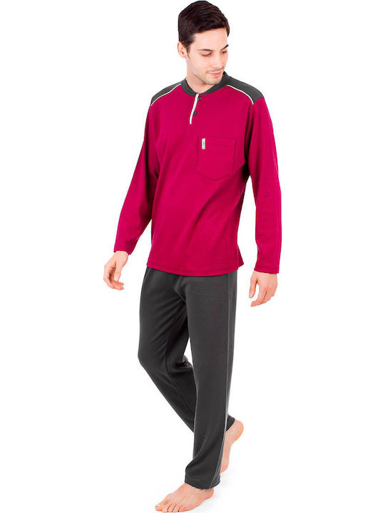 Billy Sabbado B414 Winter Herrenpyjama Baumwollene Burgundisch