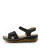 B-Soft Leather Women's Flat Sandals Anatomic in Black Color