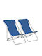 Deckchairs Metallic with Blue Fabric 2pcs 75x57x99cm