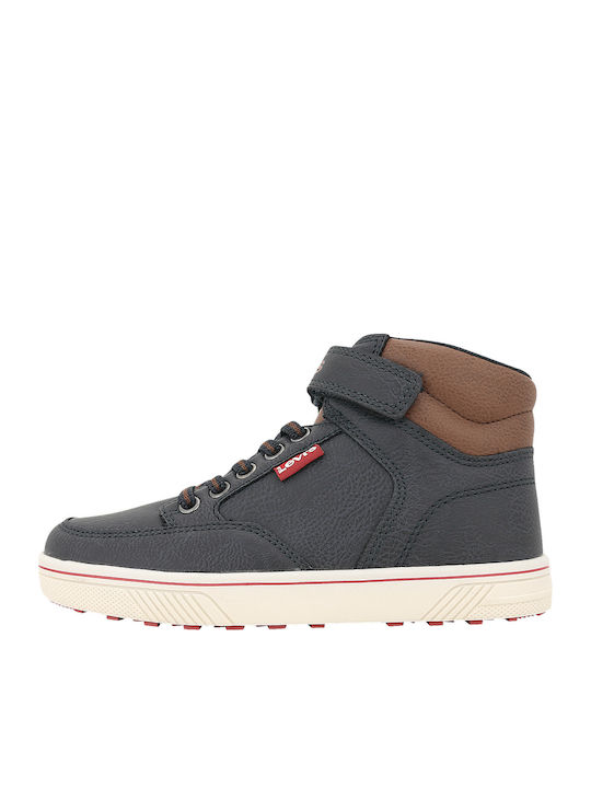 Houston Leather Kids Boots with Velcro Navy Blue