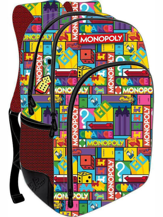 Diakakis Monopoly Ghiozdan Școlar de Spate Scoala Primara Multicolor cu Husă pentru Sticlă de Apă 25 Litri
