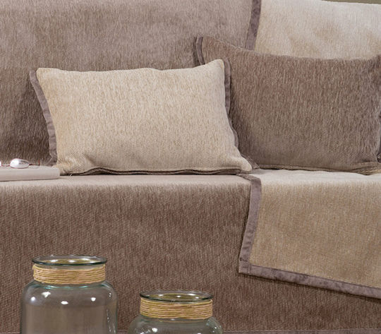 Nef-Nef Homeware New Tanger Armchair Throw 2 Sides 180x180cm Beige Ecru