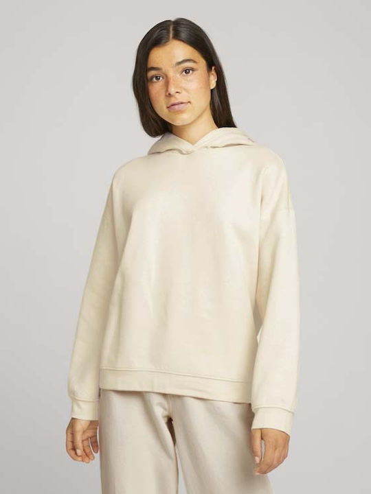 Tom Tailor Women's Long Hooded Sweatshirt Beige