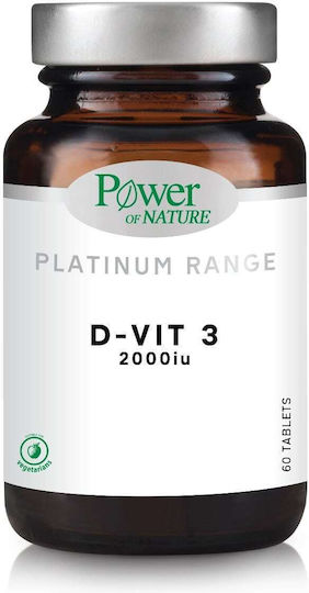 Power Of Nature Platinum Range D-Vit 3 Βιταμίνη για Ενίσχυση του Ανοσοποιητικού & την Υγεία των Οστών 2000iu 60 ταμπλέτες
