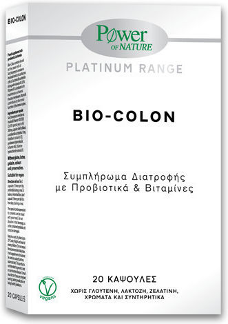 Power Of Nature Platinum Range Bio-Colon Συμπλήρωμα με Προβιοτικά 20 κάψουλες