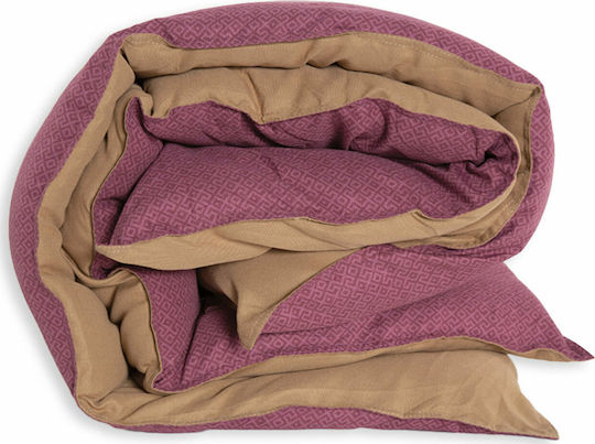 Nef-Nef Homeware Πάπλωμα Υπέρδιπλο με Γέμιση Hollowfiber 220x240εκ. Bicolor Mauve / Honey 330 GSM