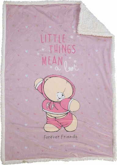 Nef-Nef Homeware Одеяло Детско легло Little Things Флийс Розов 110x150см.