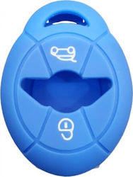 Silicone Car Key Cover Case with 2 Buttons for Mini Cooper Blue