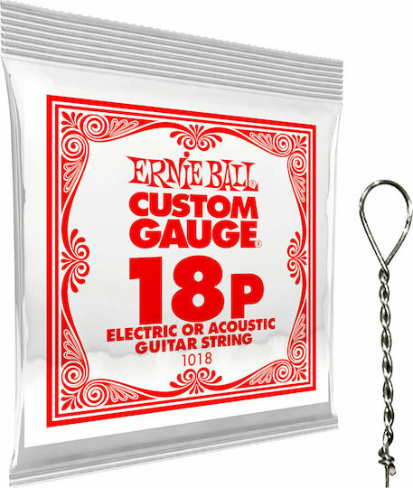Ernie Ball Corzi Personalizate Oțel Simplu Corzi Pentru Chitară Electrică Oțel Capăt Buclă 18"
