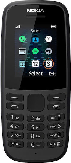 Nokia 105 (2019) Single SIM Κινητό με Κουμπιά (Αγγλικό Μενού) Black