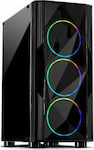 Inter-Tech A-3401 Chevron Gaming Full Tower Computer Case with RGB Lighting Black