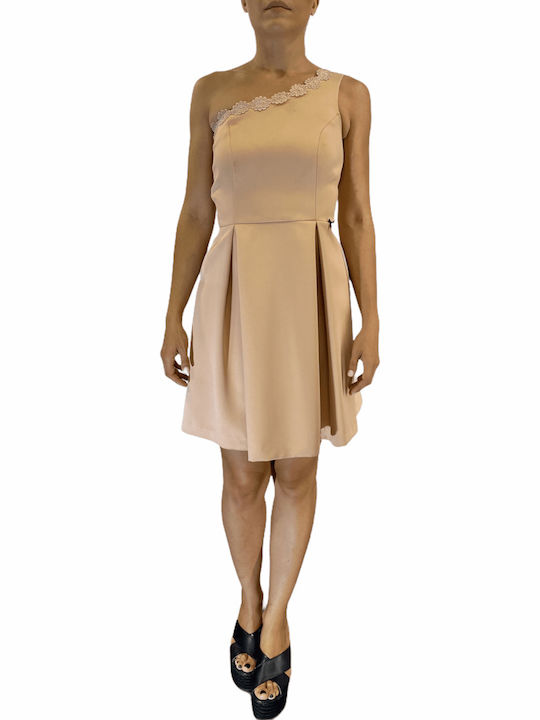 Lynne 137-511011 Mini Βραδινό Φόρεμα Μπεζ