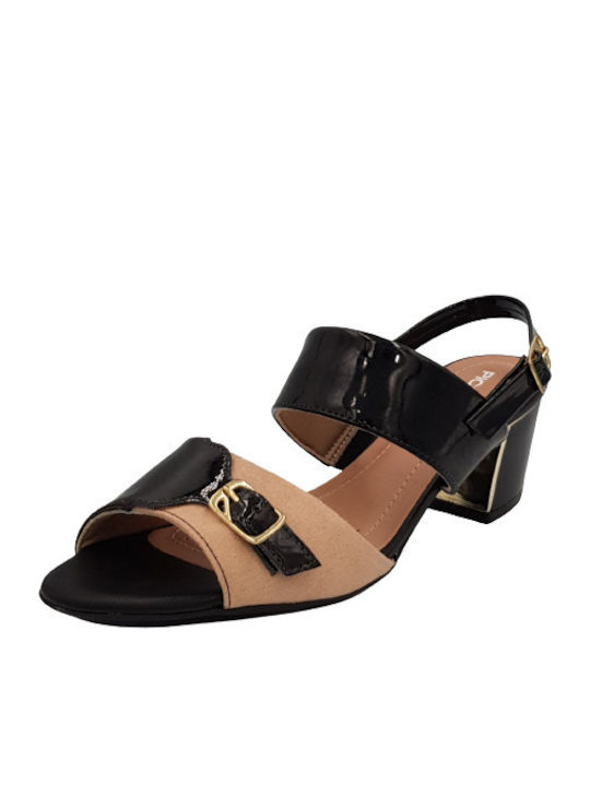 Piccadilly Anatomic Leather Women's Sandals with Ankle Strap Black