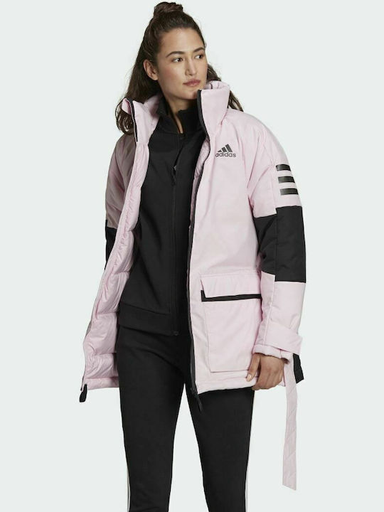 Adidas Utilitas Down Γυναικείο Αθλητικό Μπουφάν Clear Pink