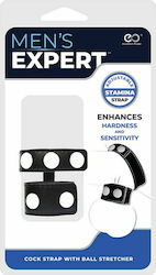 Nanma Men's Expert Expert Cock Strap with Ball Stretcher Black