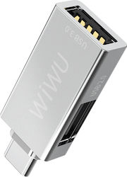 Wiwu T02 USB-C männlich zu USB-A 2x weiblich Konverter