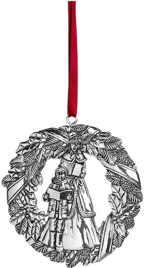 Hängendes Ornament Kranz Metallisch Silber Set 2Stück