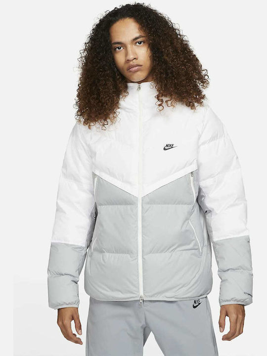 Geci Bărbați Sportswear Storm-Fit Iarna Puffer Cu Protecție Împotriva Vântului Alb / Gri Fum Deschis