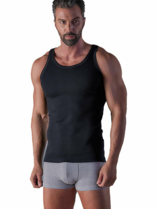 Tricouri de Corp pentru Bărbați Fără Mâneci Negru Culoare Full Face 2Pack