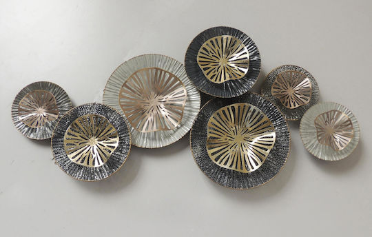 HomeMarkt Wanddekoration Geometrisches Element Anthrazit Weiß Gold aus Metall 98,5x7x46cm