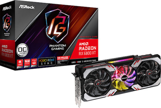 ASRock Radeon RX 6800 XT 16GB GDDR6 Phantom Gaming D OC Κάρτα Γραφικών
