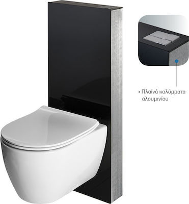 Wisa Glass Box Built-in Glass Low Pressure Rectangular Toilet Flush Tank Black