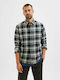 Selected Men's Shirt Long Sleeve Cotton Checked Black / White