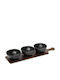 Cryspo Trio Porcelain Dessert Divided Serving Tray with 3 Slots Black 41x10.5cm 4pcs