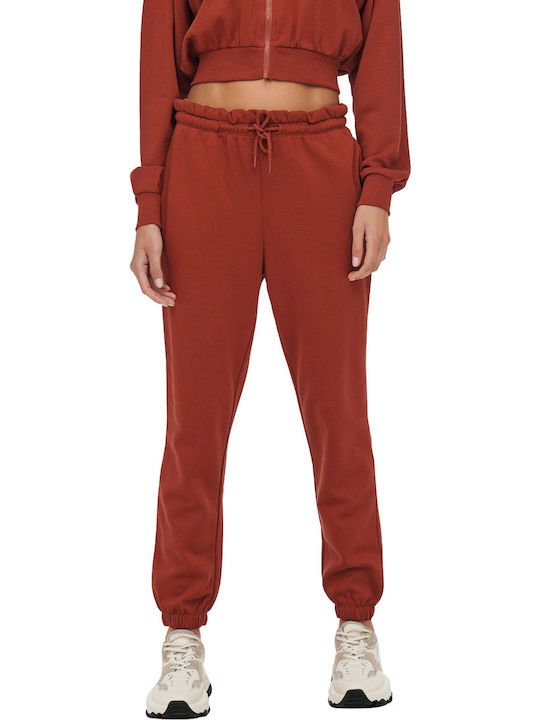 Only Hohe Taille Damen-Sweatpants Jogger Roasted Russet